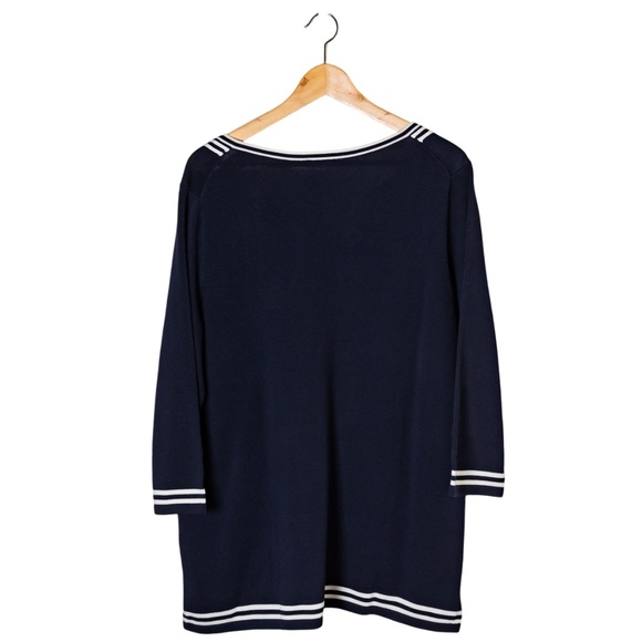NWT: Talbots Women's Embellished Split-Neck Sweater; Navy Blue; Plus Size 1X - Picture 6 of 12